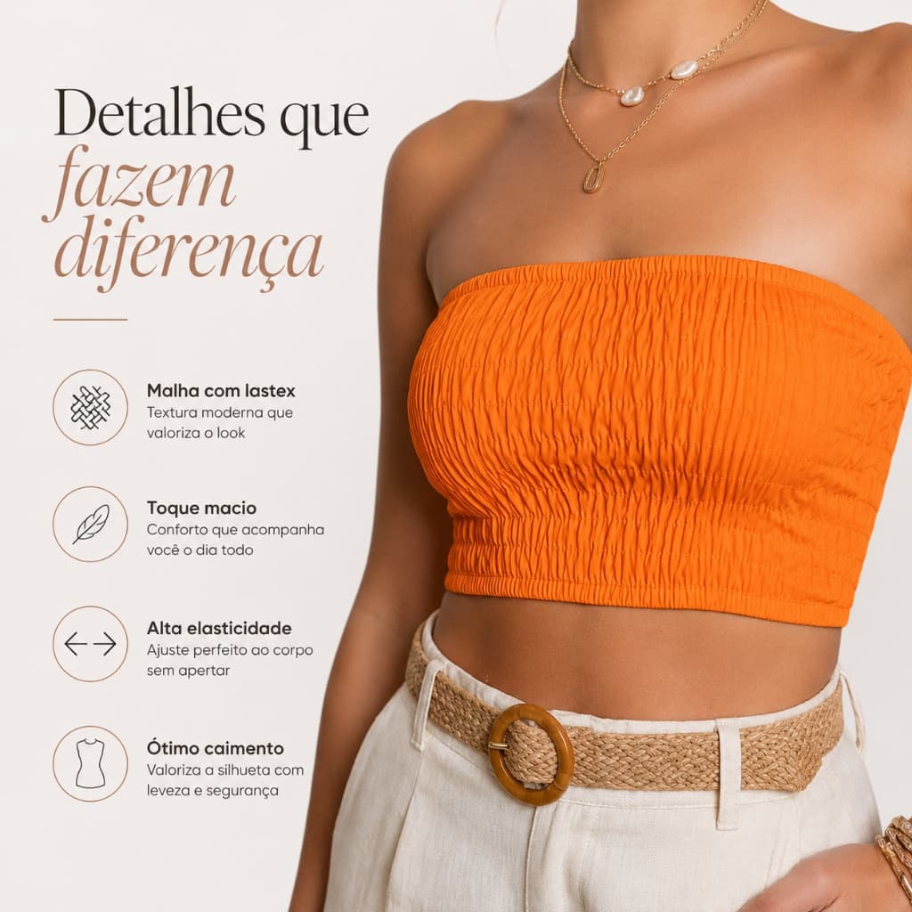 Cropped Feminino Tomara Que Caia em Malha com Lastex  Moda Verao moda blogueira