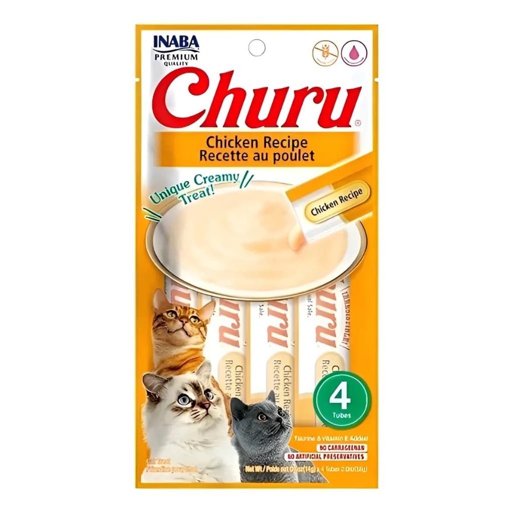 Petisco Sachê Para Gatos Churu 56g - Contém 4 Tubets De 14g - Frango