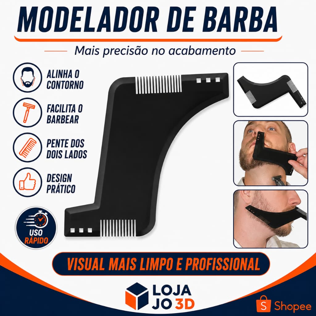 Molde para Barba/ Pente Modelador e Régua Aparadora Ideal para Barba e Contornos Precisos