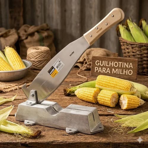 Cortador de Milho Verde e Cana Guilhotina com Base de Alumínio Podão Manual Reforçado