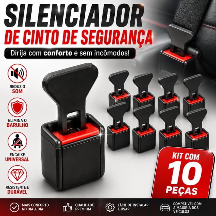 Silenciador Cinto de Segurança Kit com 4 Linguetas Clip Anti Alarme Universal