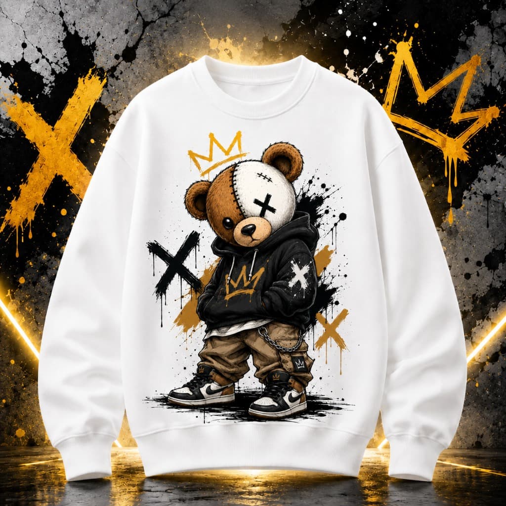 Moletom Urso Hip Hop Streetwear Estampado Casual Premium