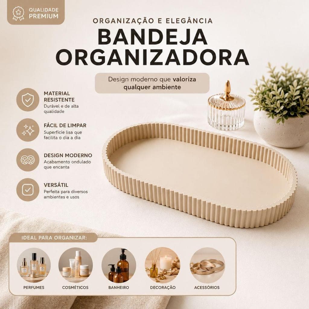 Bandeja organizadora decorativa oval | Organizador de mesa
