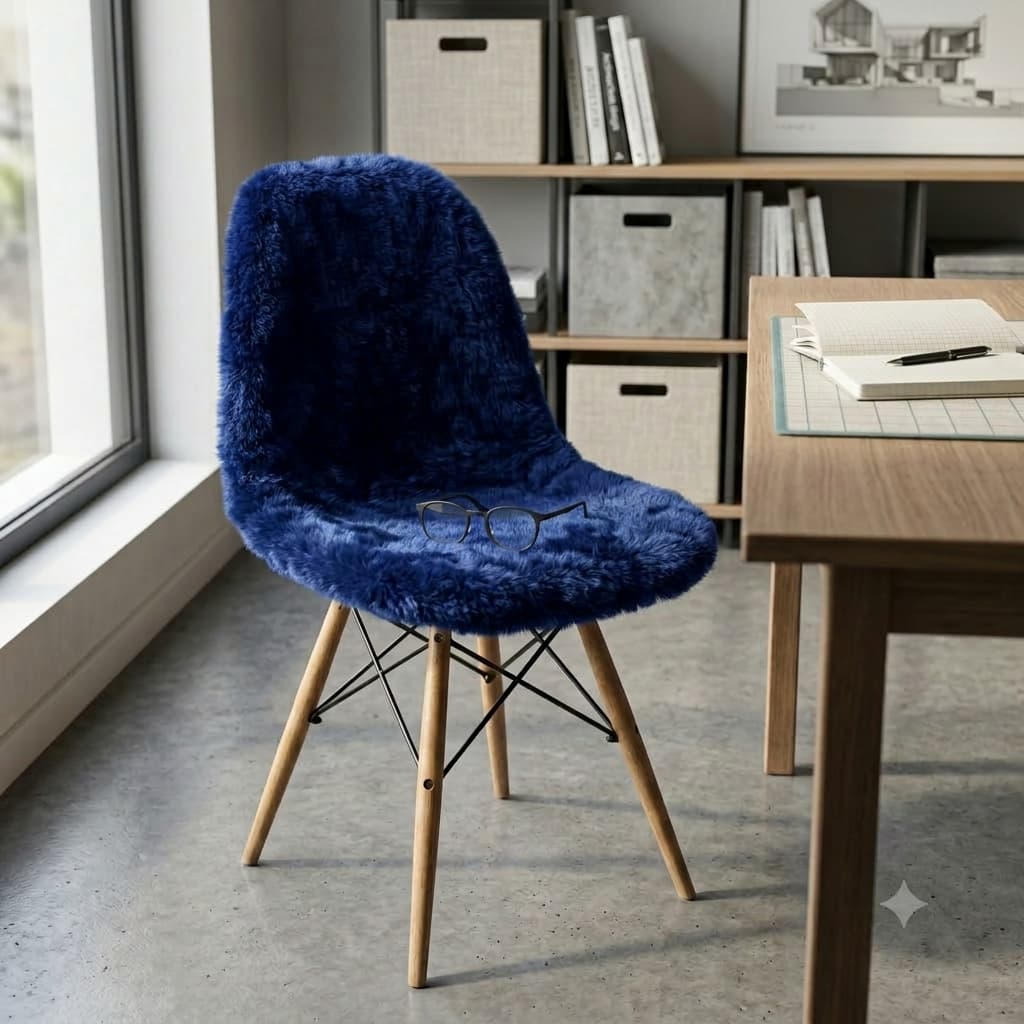 Capa De Cadeira Pelúcia Pelo Baixo Charles Eames Eiffel Botonê