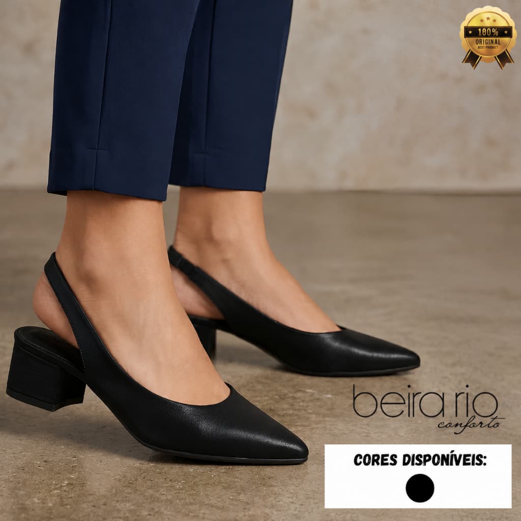 Sapato Scarpin Slingback Beira Rio Salto Baixo Bico Fino 4182.220