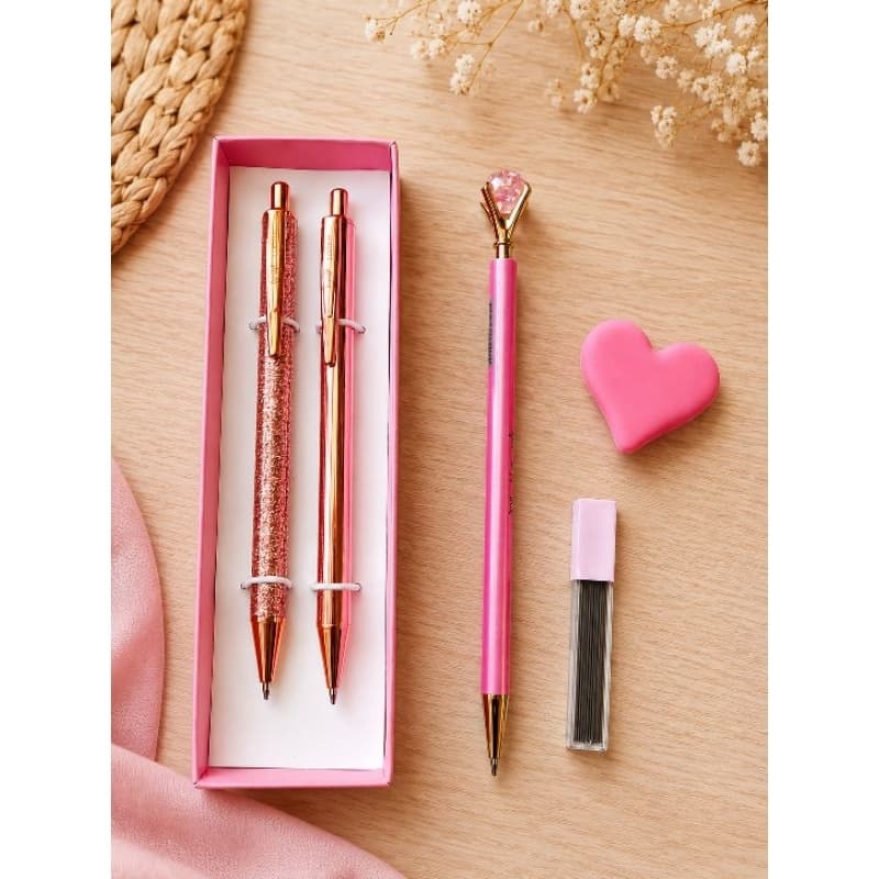 Kit Papelaria Escritório Rosa Elegante Delicado - Presenteavel