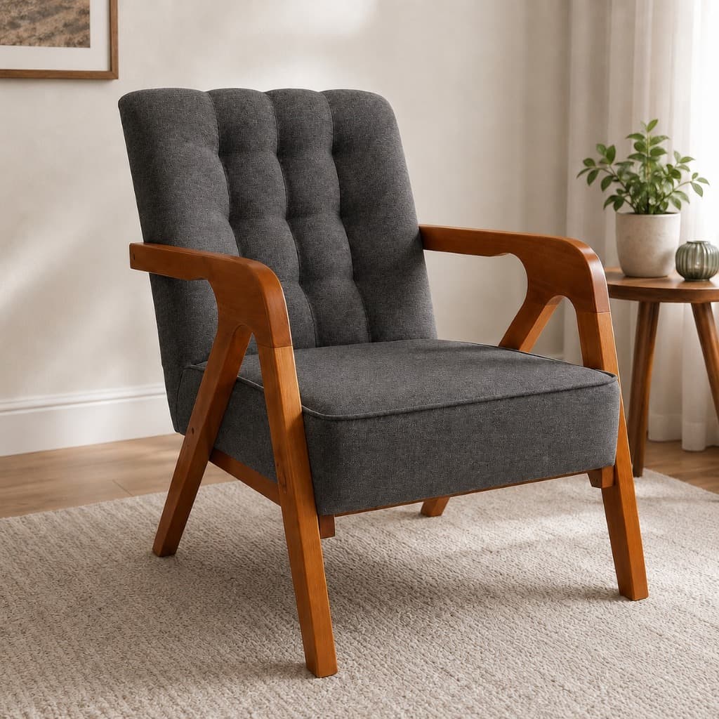 Poltrona Livia Sala Luxo Madeira Maciça Elegante Confortável Decoração Leitura