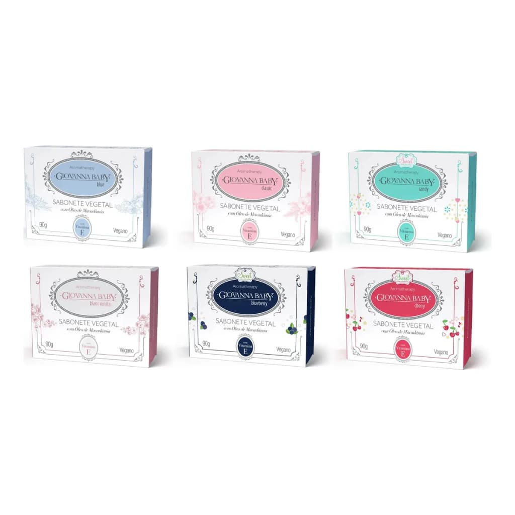 Kit Mix 6 Sabonetes Em Barra 90g Veganos Giovanna Baby