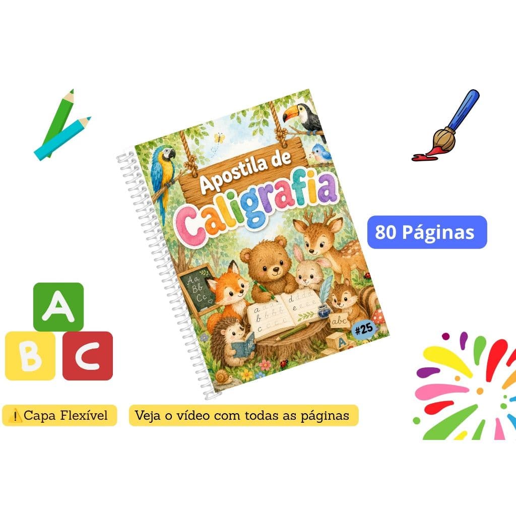 Apostila de Caligrafia Infantil Coordenação Motora e Escrita com 80 Atividades #25