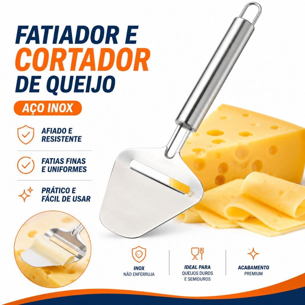 Fatiador E Cortador De Queijo Aço Inox Espátula Plaina Prática e Resistente