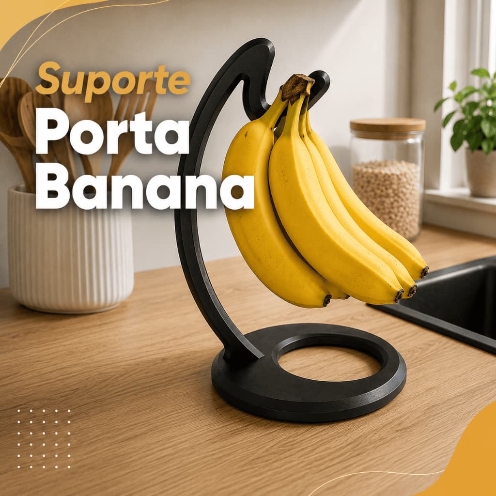 Suporte Porta Banana Fruteira de Mesa Organizador de Cozinha Gancho para Pendurar Bananas Multiuso Decorativo