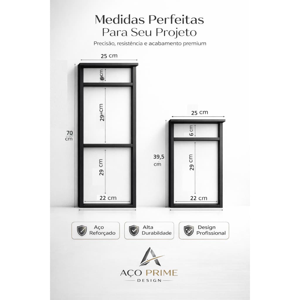 Kit 3 Suportes Prateleira Industrial Aço Preto | Estilo Loft Parede 15 x15mm Alta Resistência 25 cm