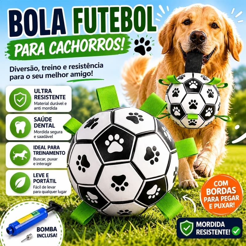 Bola de Futebol para Cães - Resistente à Mordida e À Prova d"Água, Leve e Portátil