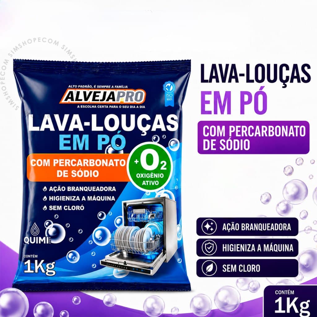 Detergente Lava Louças Em Pó Para Máquina Com Percarbonato Remove Gordura Pesada