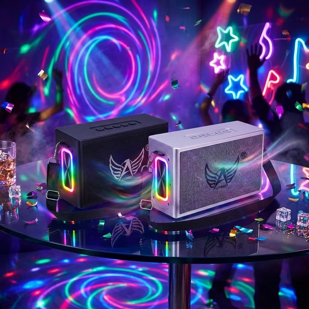 Caixa De Som Portatil Premium Bluetooth Forte Graves Potentes Som Subwoofer Com Alça Tiracolo Regulável RGB