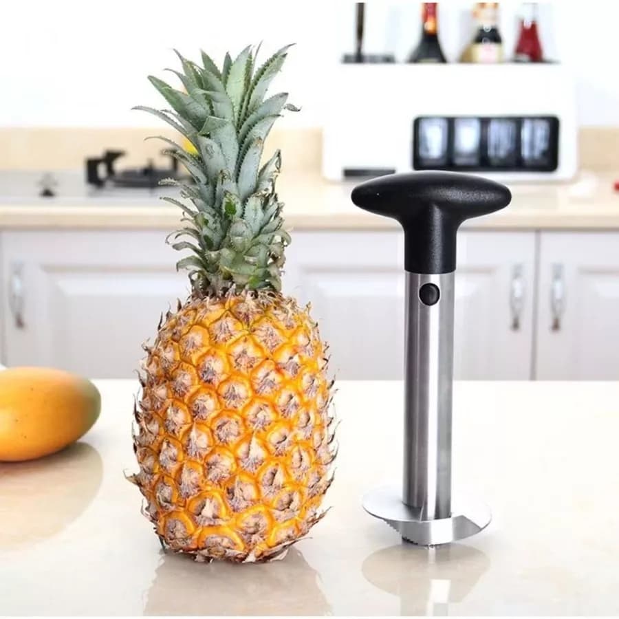 Descascador Fatiador De Abacaxi Espiral Aço Inox 3 Em 1 Utensílio Prático Cozinha