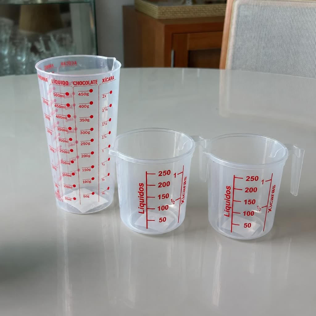 Kit 3 Copos Medidor Bico Dosador Medida 500ml / 250ml / 250 ml