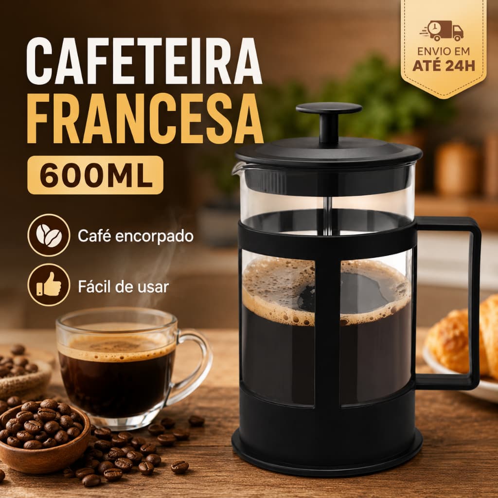 Cafeteira Francesa 300ml Prensa Francesa de Vidro para Café Chá Preta