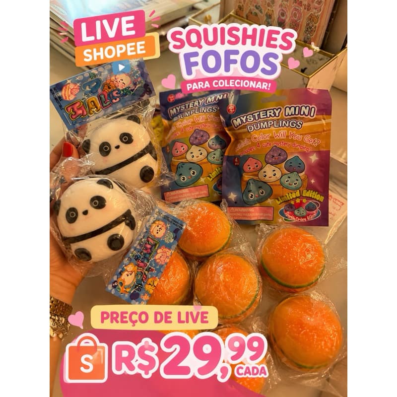 🐼🍔 SQUISHIES FOFOS POR APENAS R29,99 CADA! 🍊✨