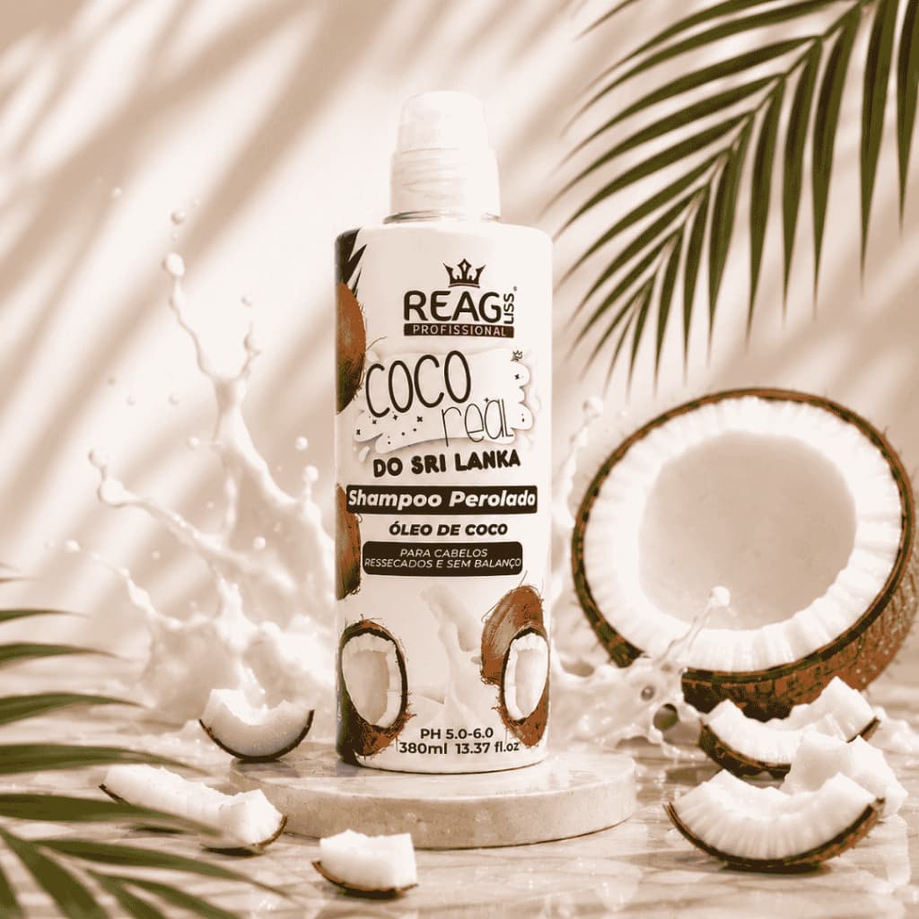 Shampoo de Coco 380ml – Reconstrução, Hidratação e Brilho - Reagliss