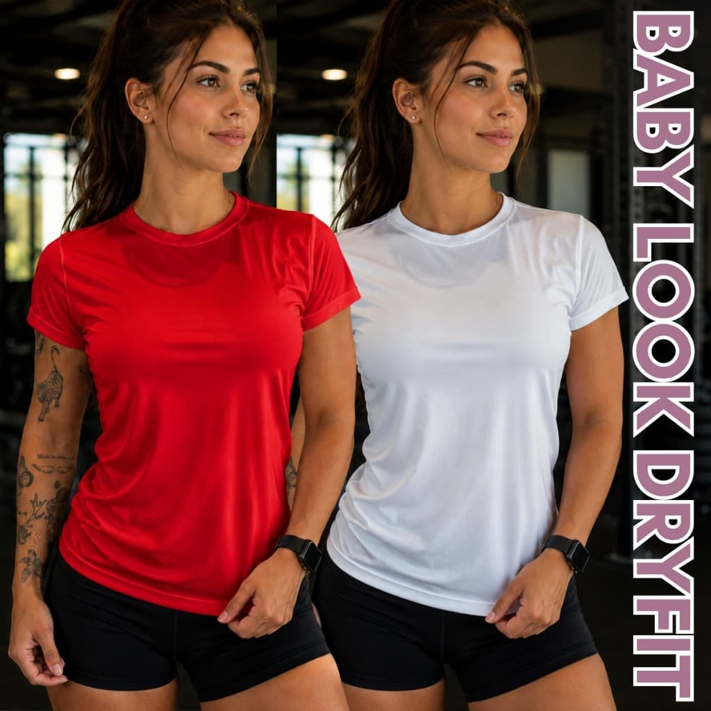 camiseta baby look feminina dry fit para academia/treino/casual