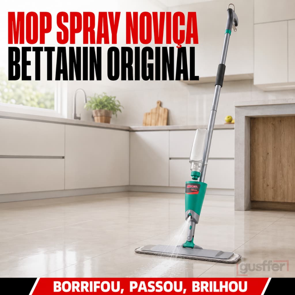 Rodo Mop Esfregão Mágico Spray Gatilho Limpa Piso sem Balde Noviça Bettanin Esfregão Mop Microfibra
