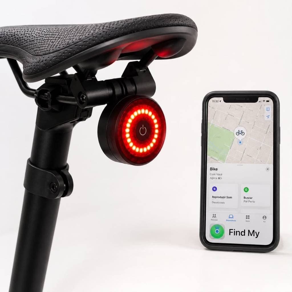 LANTERNA TRASEIRA BIKE COM RASTREADOR LUZ FORTE RESISTENTE Â ÁGUA