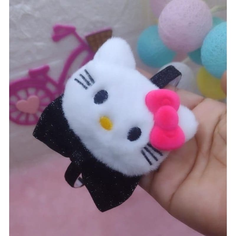 Tiara infantil  Hello Kitty laço preto com brilho  pelúcia, tiara infantil, arco infantil , tiara menina