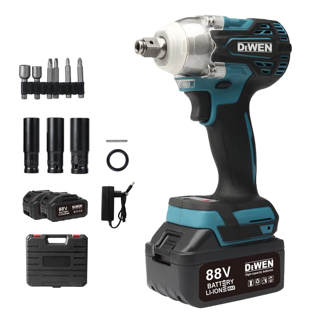 Chave de impacto Sem Fio 450nm sem escova com 2 baterias 88V Com Maleta e Acessórios 14pcs【127/220v】