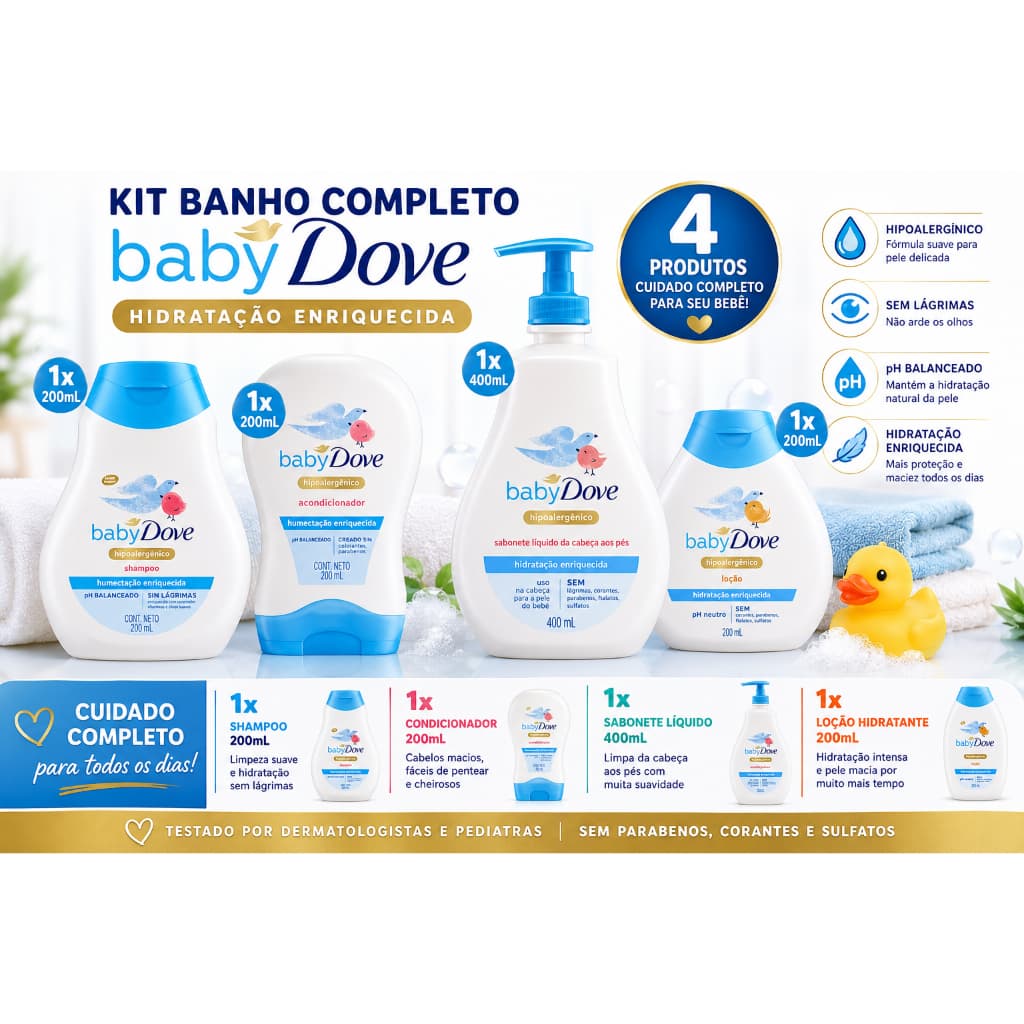 Kit Babydove Hidratação Shampoo,condicionador,sabonete Loção