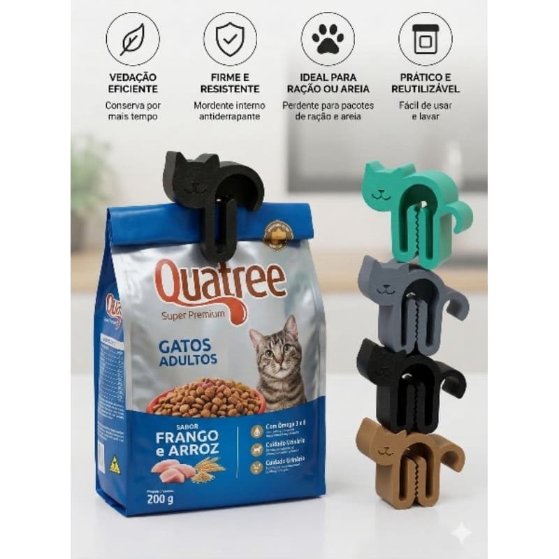 kit 6 clipes de fechar de saco alimentos prendedor pregador e Fechos Para embalagens Ração E Areia De Gato Reutilizável
