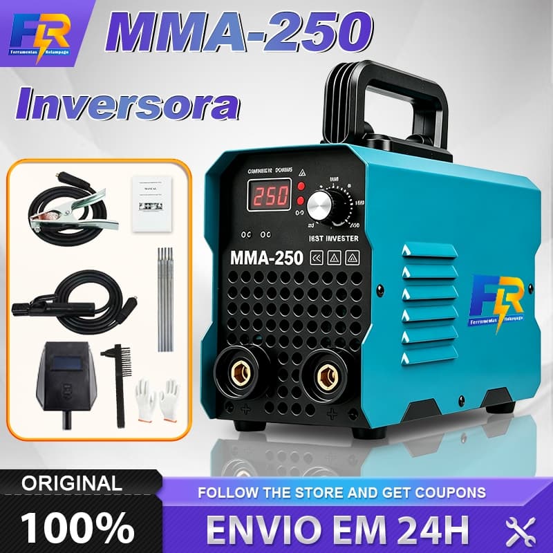 Máquina de Solda Inversora MMA-250 IGBT Bivolt 110V/220V Portátil Profissional
