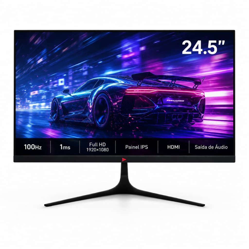 Monitor Gamer 24.5" 180Hz 1ms Full HD com Saída de Áudio HDMI DisplayPort VESA Ideal para Jogos