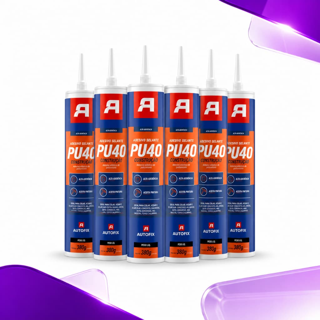 Kit 6 Adesivo Selante PU40 380g Autofix Alta Aderência Cola Veda Metal Vidro