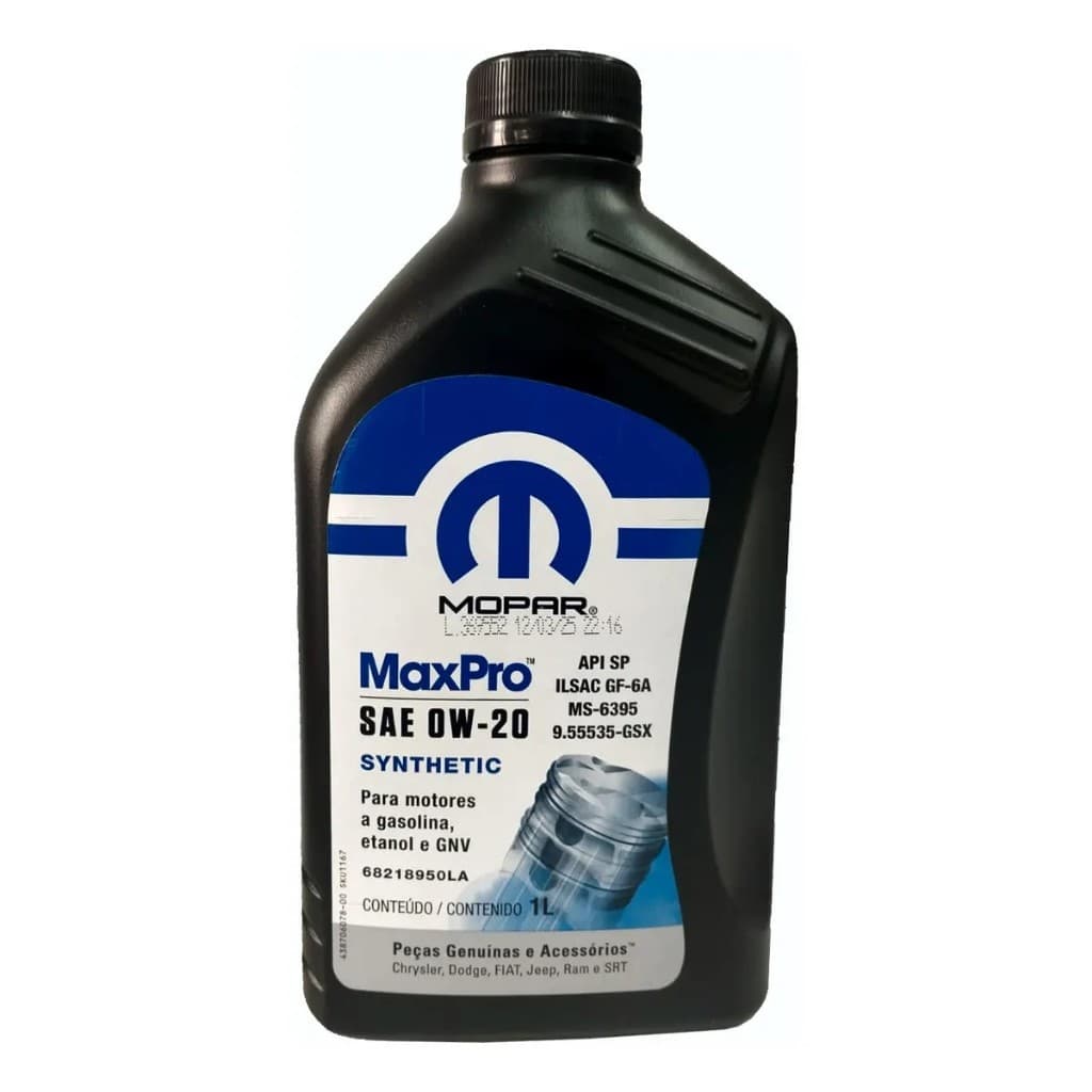 Óleo De Motor Sintético 0w20 Maxpro Mopar Fiat K68218950LA - Motores Firefly Argo Mobi  Strada Fiorino e Pulse