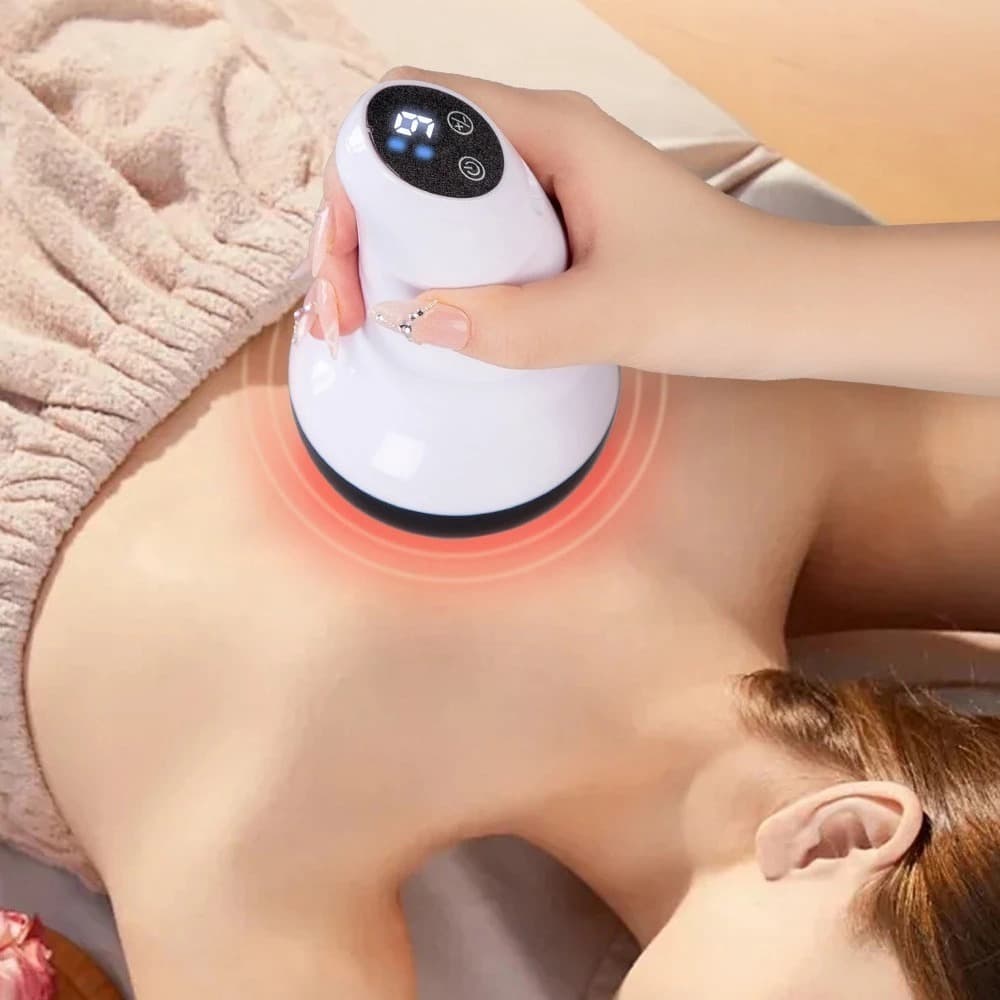 Massageador Elétrico GUASHA Ventosaterapia Recarregável com Sucção e Aquecimento Corporal Relaxante