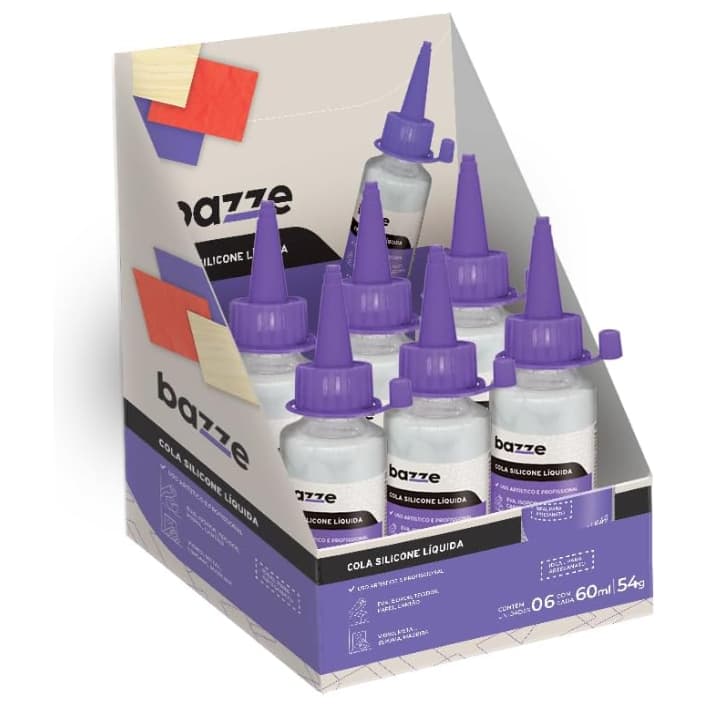 🧴✨ Cola Silicone Líquida Bazze 60ml – Display com 6 Unidades