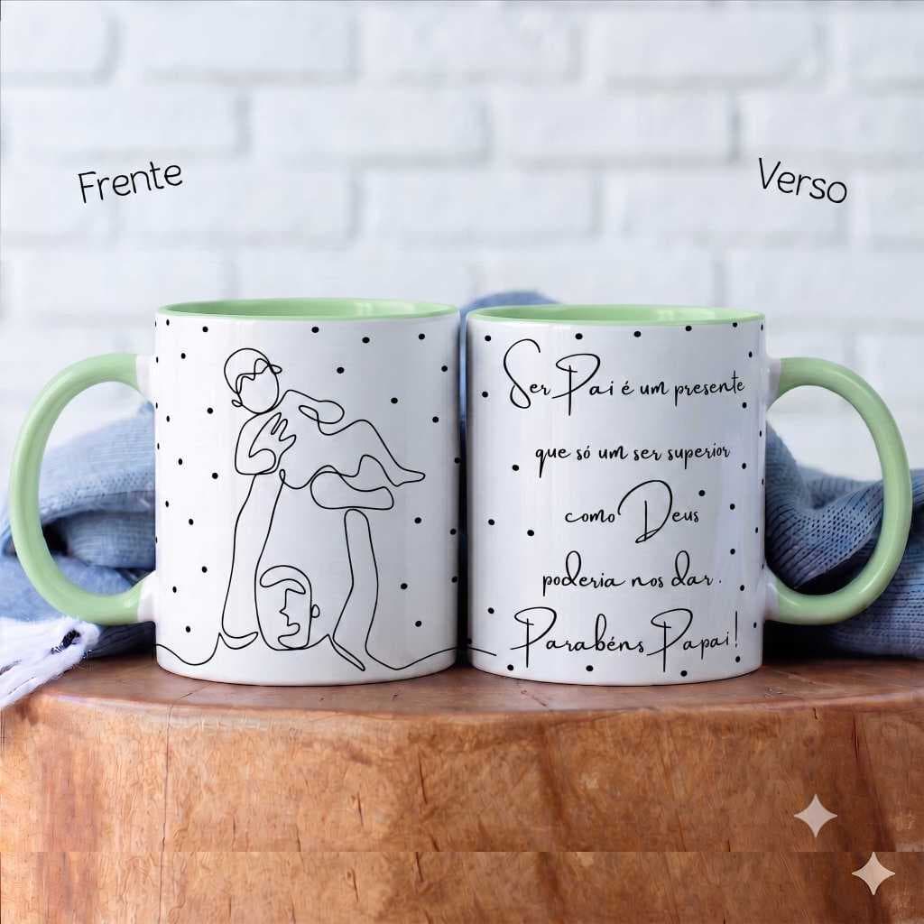Caneca de Porcelana Dia dos Pais frases em linha