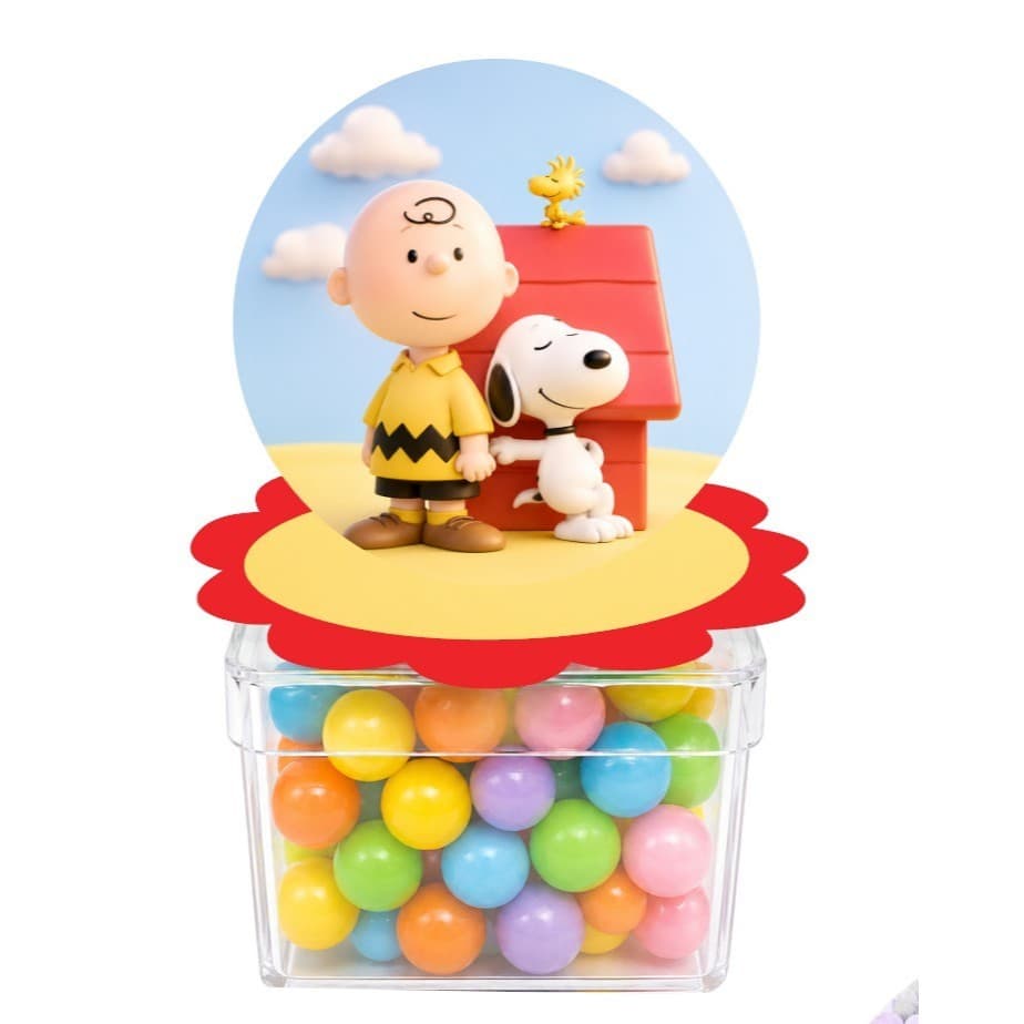 Aplique 3D Snoopy para Caixa Acrílica  - Lembrancinha Aniversário Festa Infantil - Envio Rápido