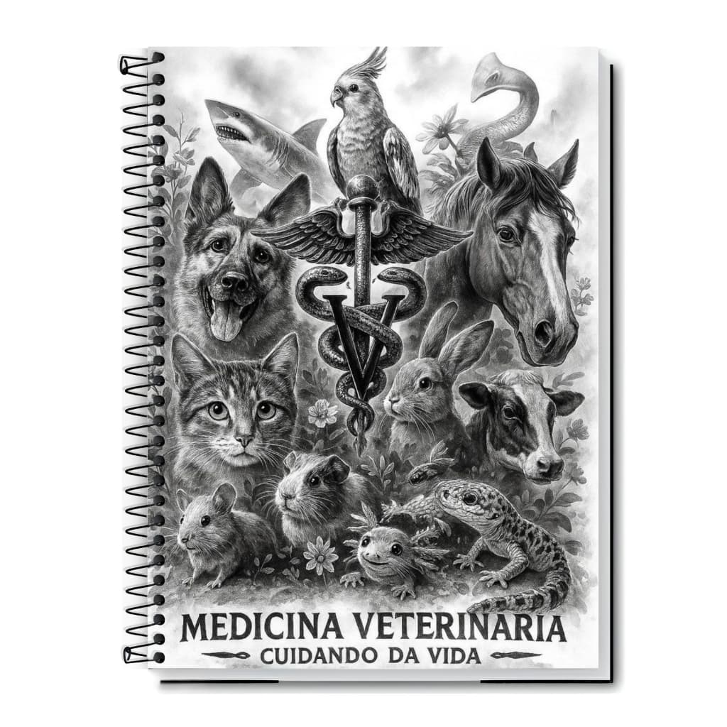Caderno Universitário | Medicina Veterinária | Petlovers - Capa Dura & Espiral  1,10,15 e 20 Matérias