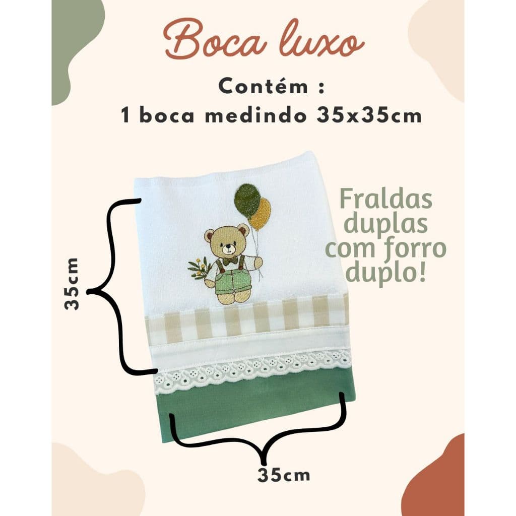 Fralda de boca unidade urso e balões bexiga bordado babete boquinha menino pano duplo