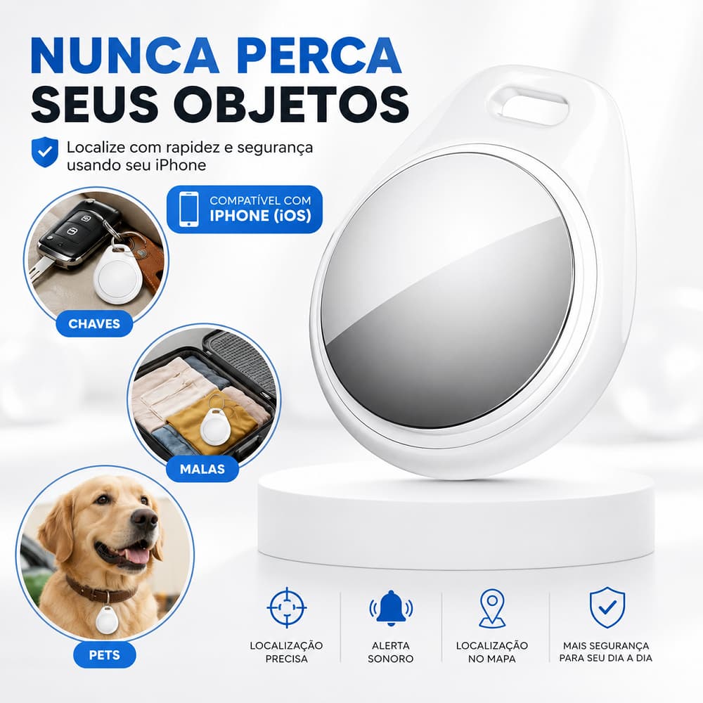Tag Rastreadora Bluetooth Para iPhone iOS Localizador Smart Anti Perda Mala Chaves Mochila Pet