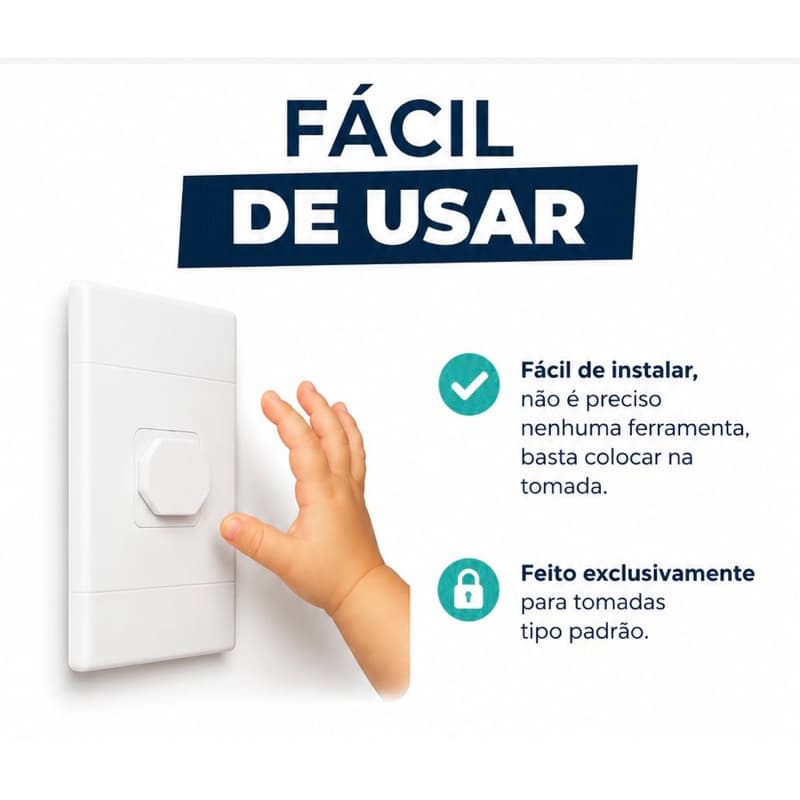 Protetor de Tomada 12 unidades - Bebê Segurança Contra Choque Elétrico