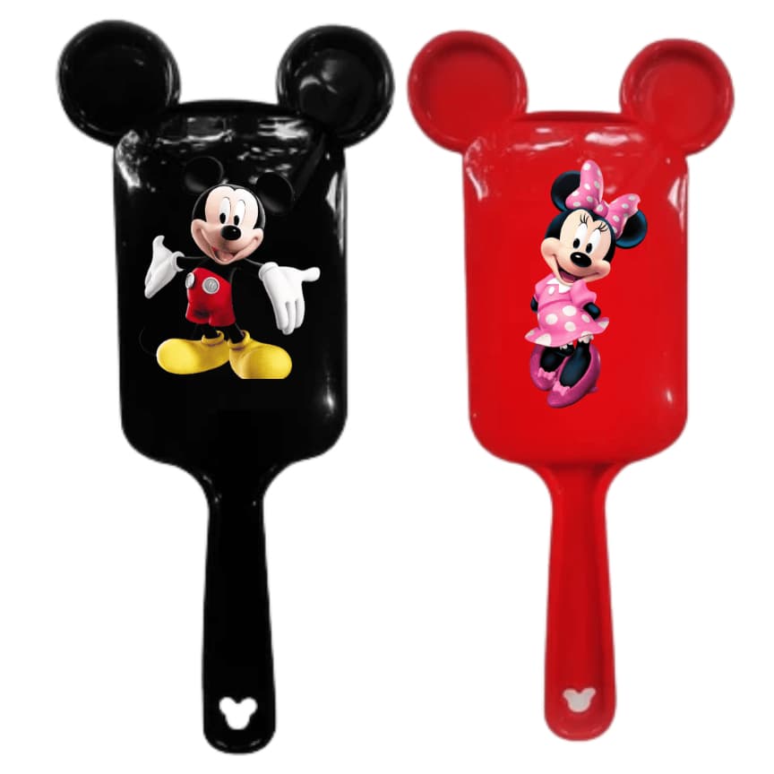 Escova Raquetão com Orelhinhas Mickey/Minnie Com Estampa – Desembaraça sem Quebrar os Fios | Design Exclusivo