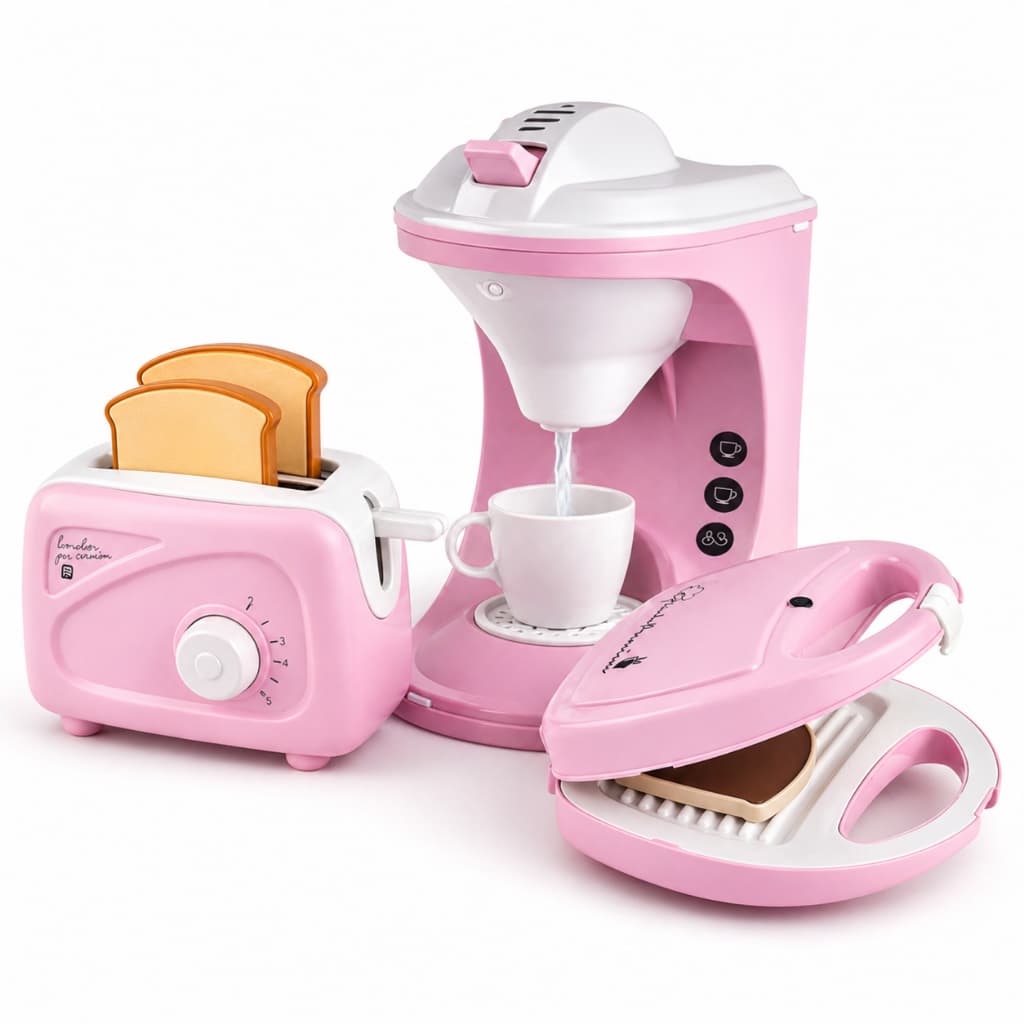 Kit Cozinha Infantil Brinquedo Cafeteira Sai Água Faz de Conta Casinha Menina Presente