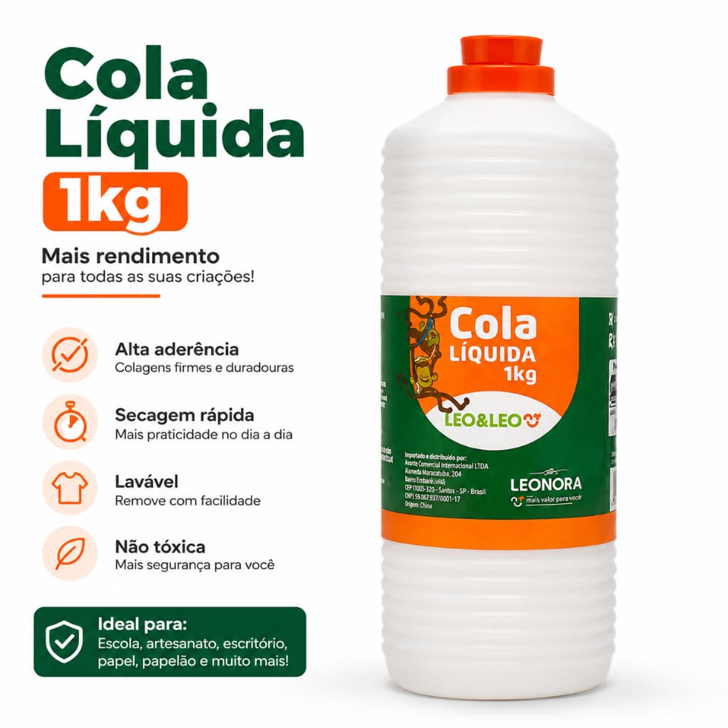Cola líquida 1kg Cola Grande Cola Líquida Branca Lavável Cola Multiuso