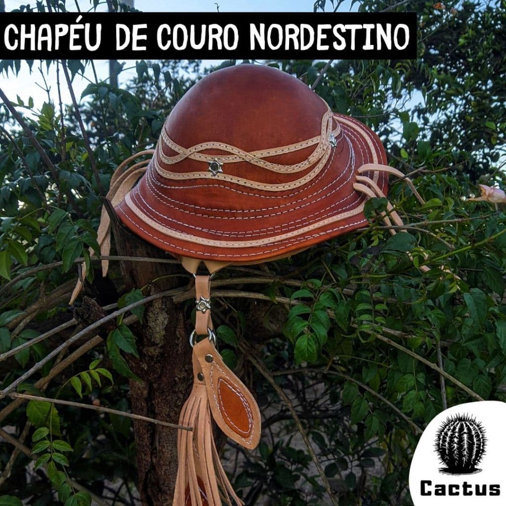 Chapéu de Couro Nordestino Dominguinhos Rústico Legítimo Cangaceiro Lampião Nordestino Festa Junina