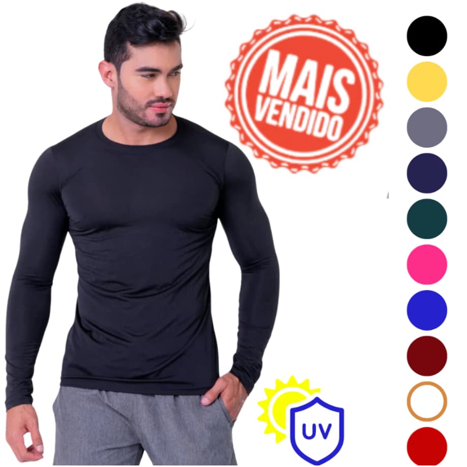 Camisa Térmica Uv 50+ Segunda Pele Camiseta Blusa Malha Fria Academia Esportes