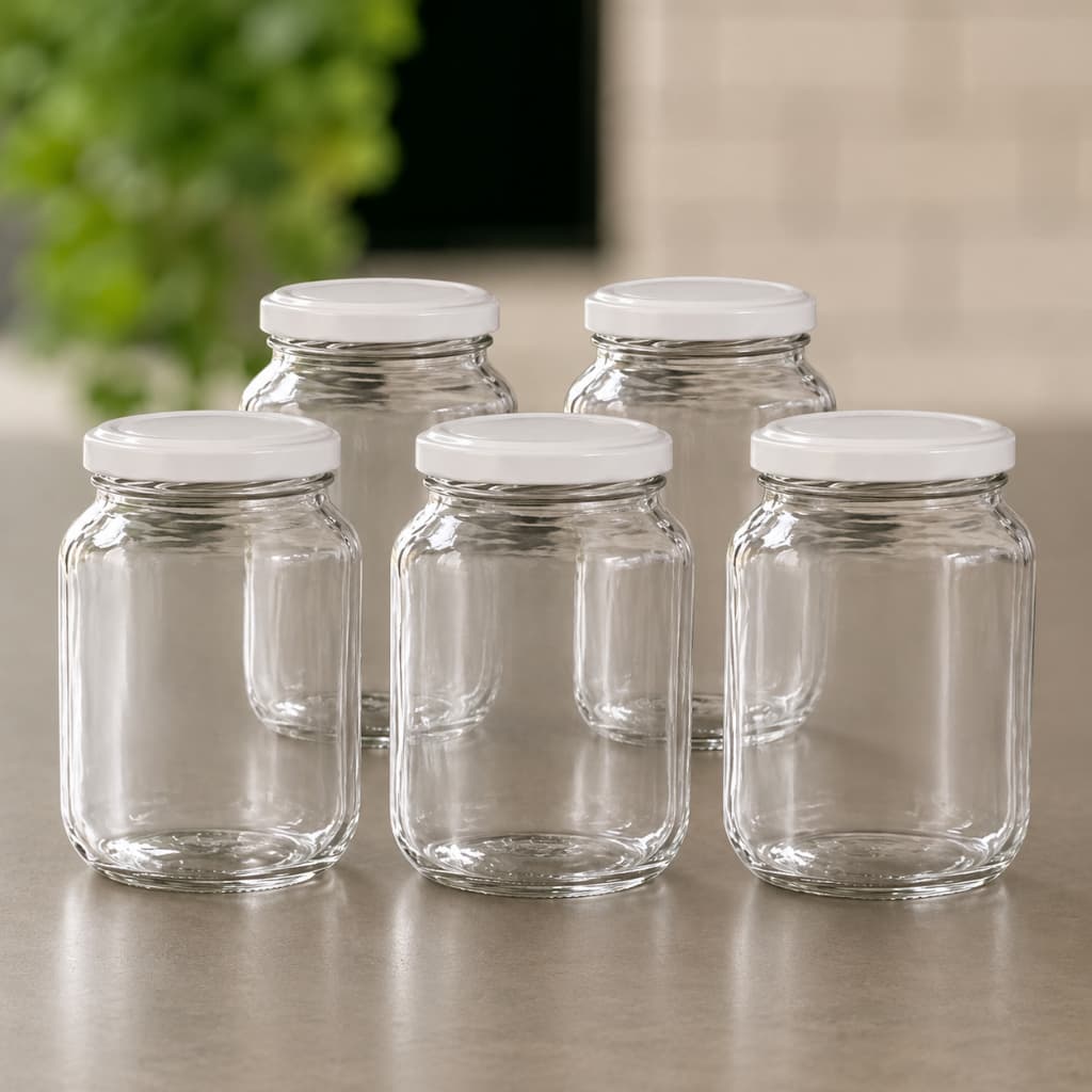 Potes de Vidro Conserva 600ml com Tampas Metálicas Herméticas | Ideal para Geleias, Compotas, Conservas e Mel