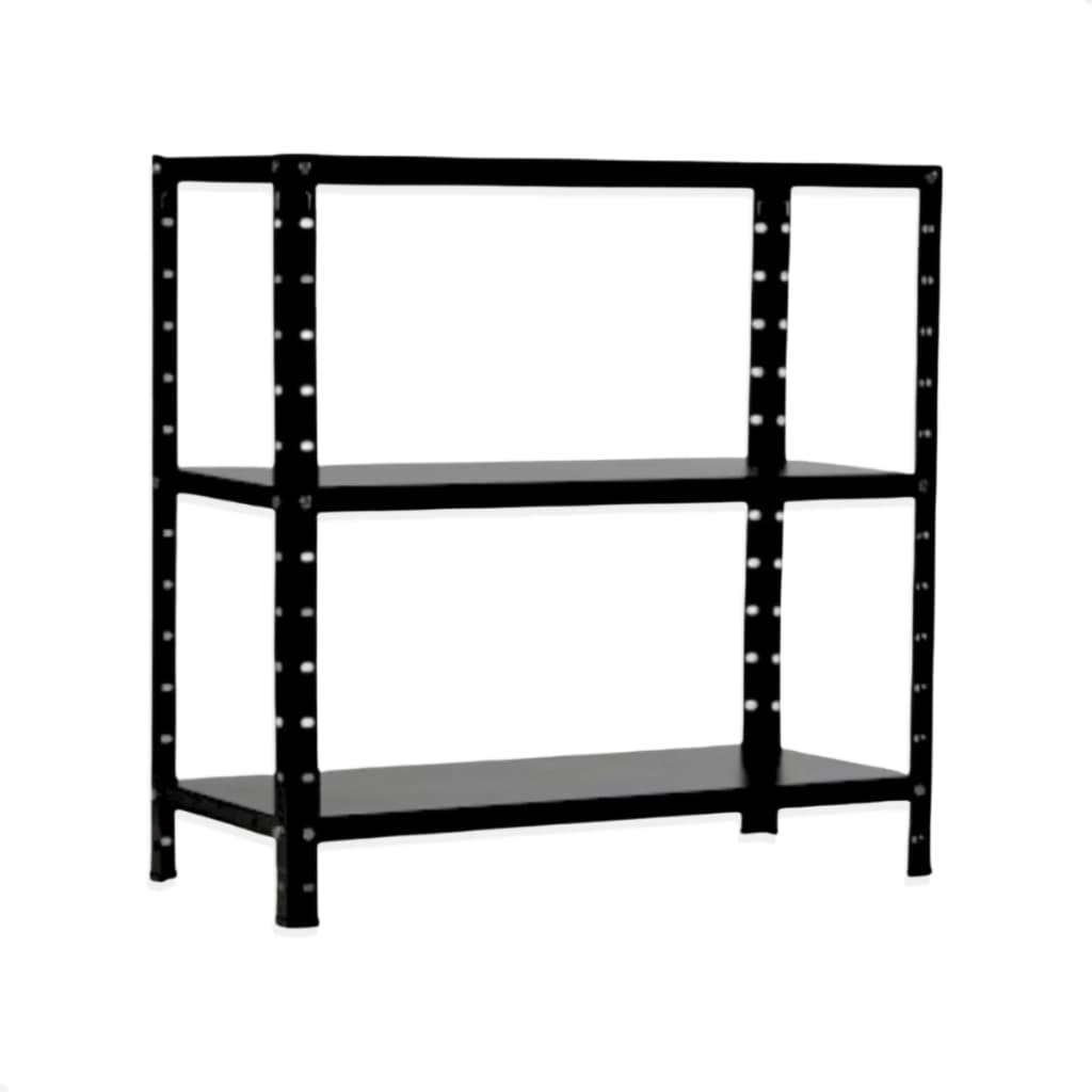 Estante Prateleira Industrial Aço 90cm Multiuso 3 Bandejas Reforçada Organizador 90kg Preto